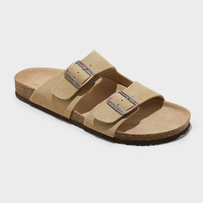 Men's Jerry Suede Two Band Sandals - Goodfellow & Co™ Taupe 7 | Target