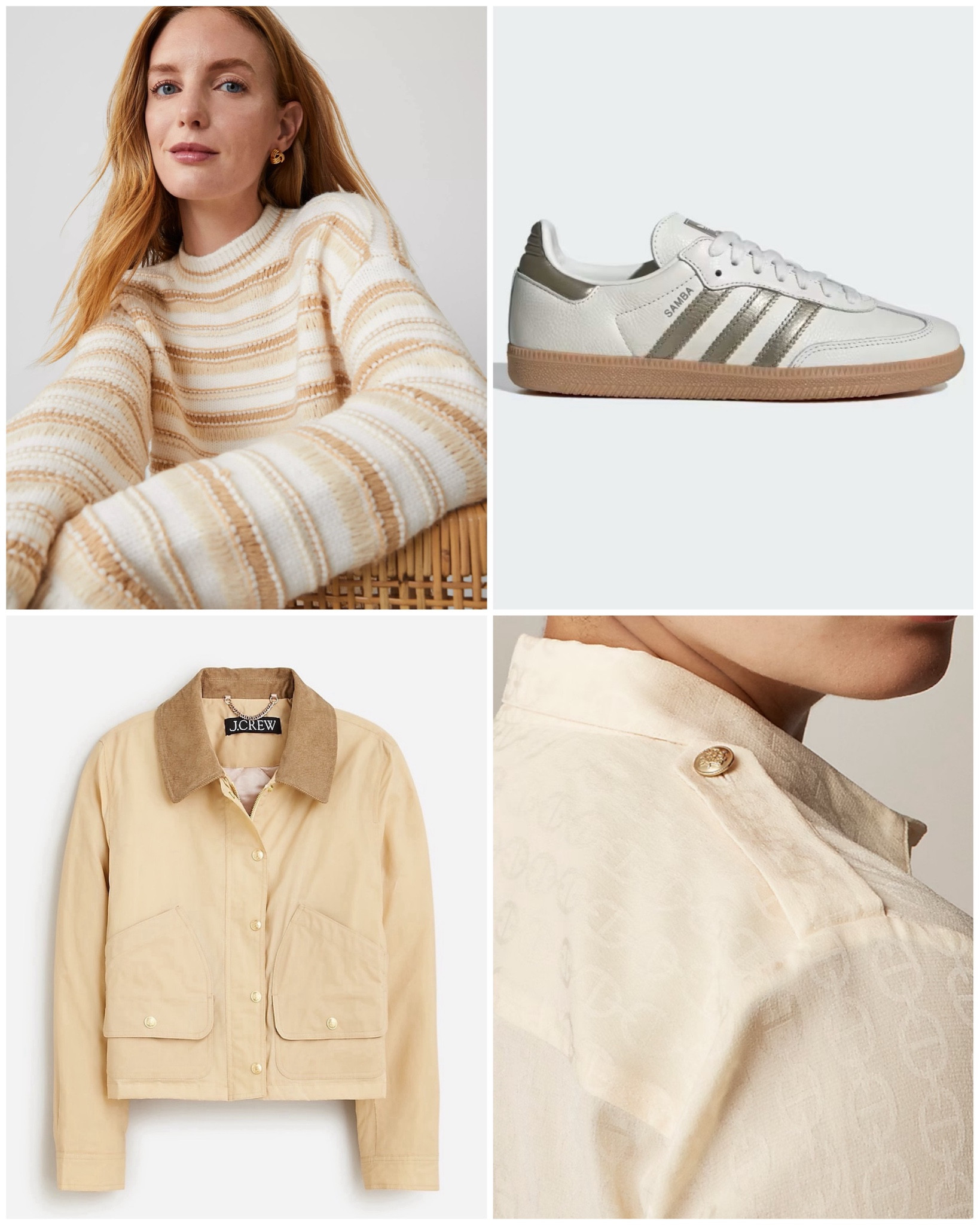 Labor Day Sales Best Sellers:
This sweater is beautiful for those with a Natural Style. These shoes sell fast, grab them while they are in stock. It’s rare to find solid cream & leather Sambas. My barn coat is on its way to me. I rarely see them on sale & love the gold details. This blouse takes your neutral, boring blouse up a notch. 

#createdcolorful #createdcolorfulspring #hocspring #tcispring #pcaspring #lightspring #warmspring #truespring #brightspring #clearspring #paintboxspring #bluespring #hoccream #hocbanana

#LTKWorkwear #LTKShoeCrush #LTKSaleAlert