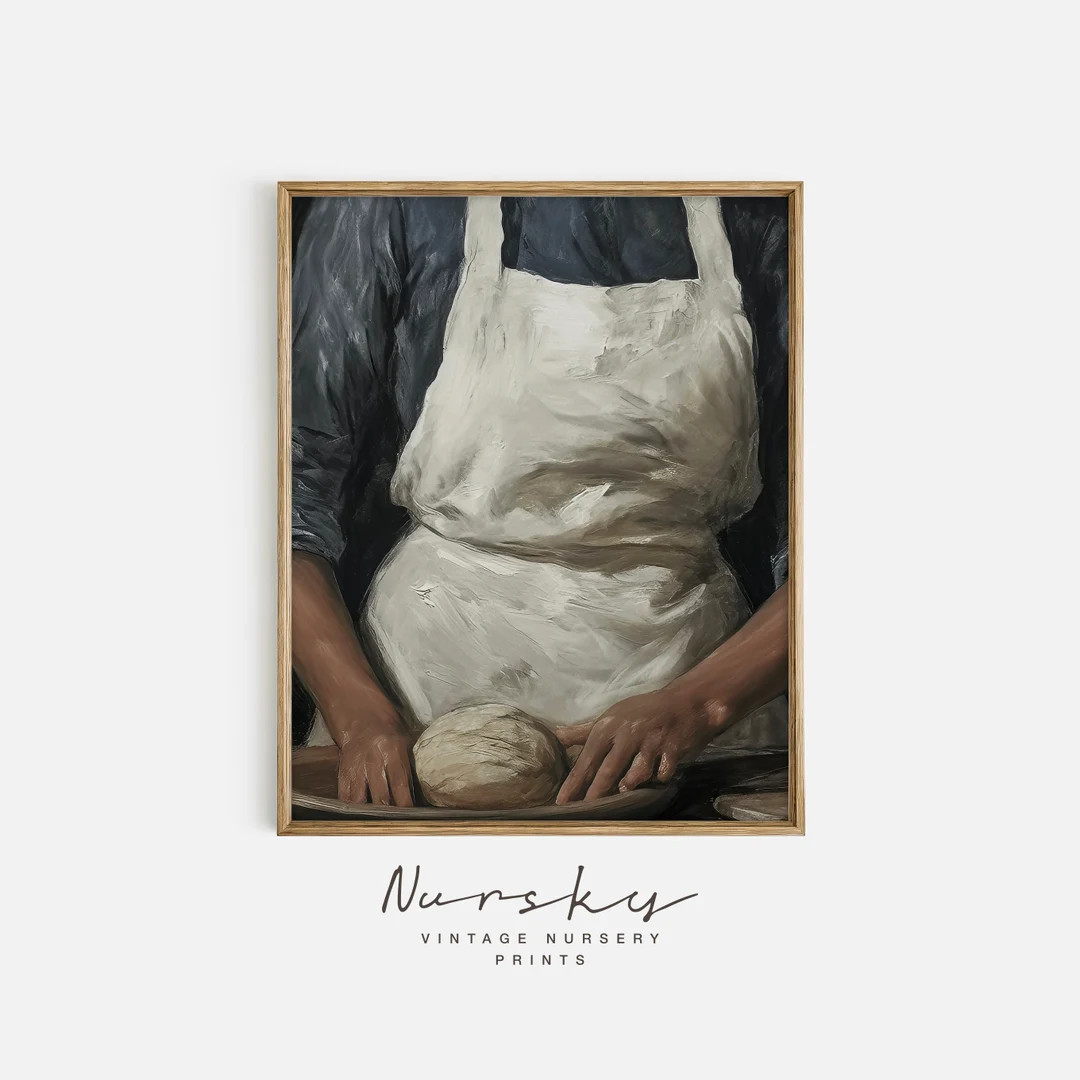 Vintage Bread Print | Baking Women In Kitchen | Countryside Oil Painting | PRINTABLE Wall Art 74 | Etsy (US)