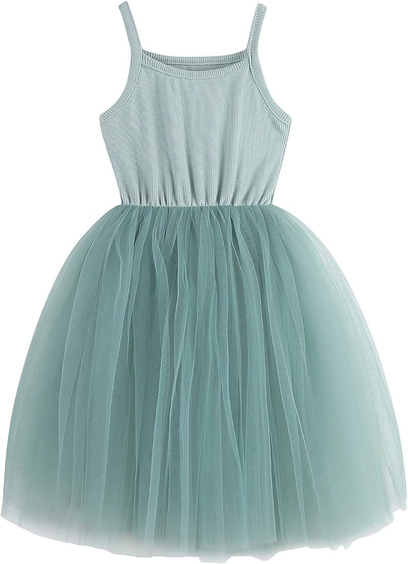 RJXDLT Baby Girls Tutu Dress Infant Tulle Dresses Toddler Sleeveless Sundress | Amazon (US)