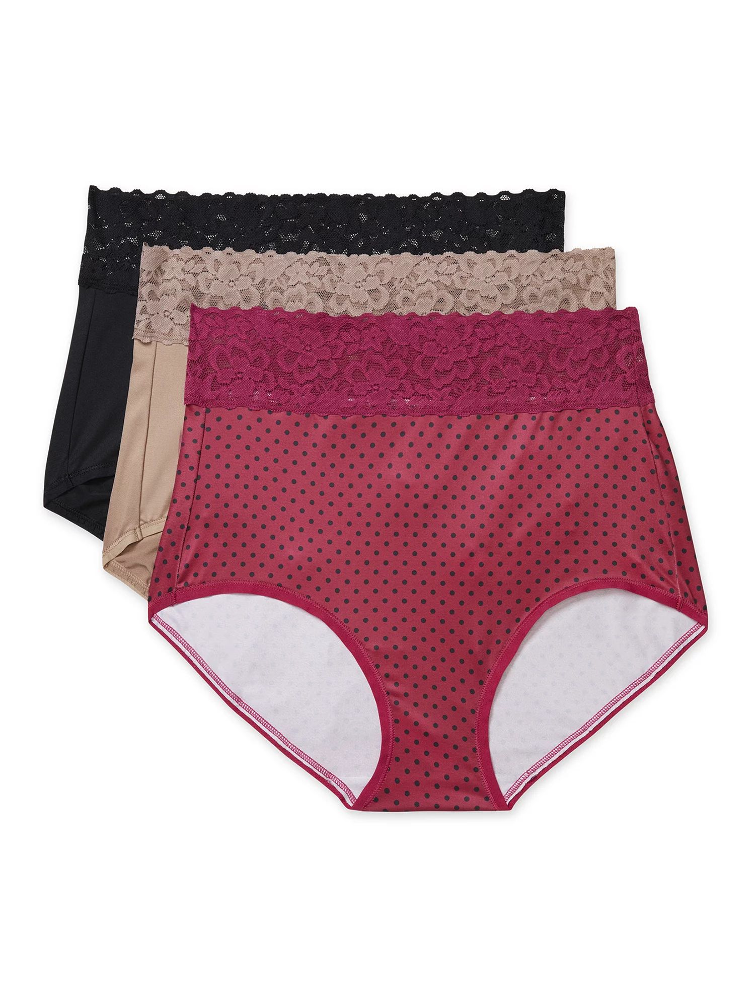 Blissful Benefits® by Warner's® Womens Ultra-Soft Brief Panties with Lace, 3-Pack | Walmart (US)