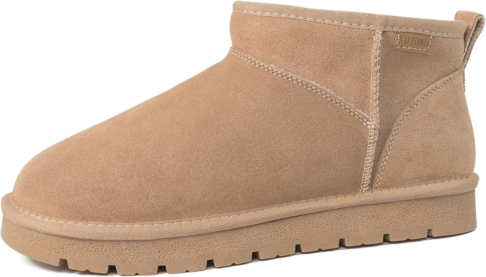 Suede Platform Mini Snow Boots for Women, Genuine Leather Fuzzy Ankle Winter Snow Boots with Fur ... | Amazon (US)