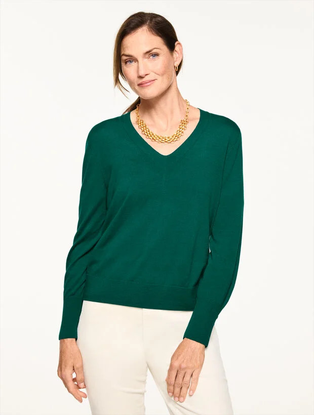 Merino Wool V-Neck Pullover | Talbots