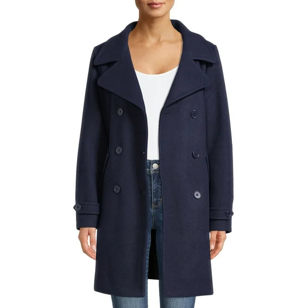 Time and Tru's Women's and Women's Plus Faux Wool Peacoat - Walmart.com | Walmart (US)