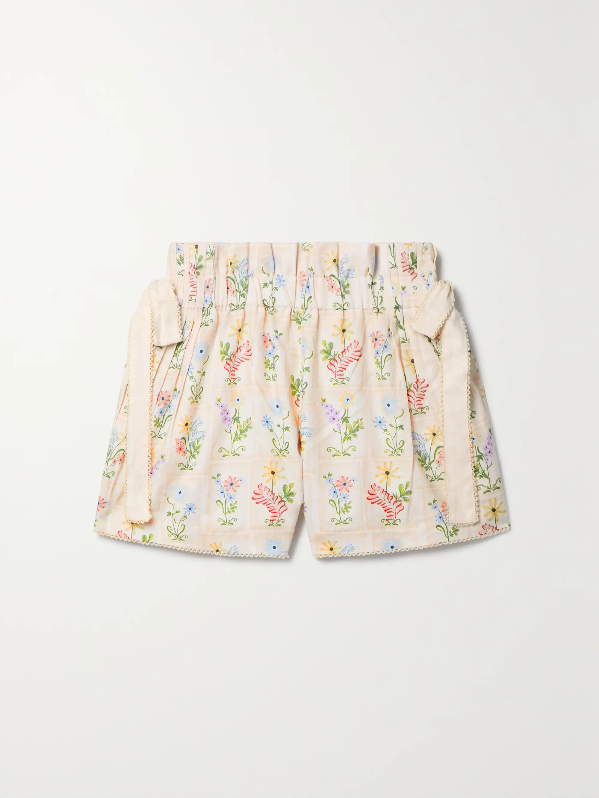 Janeiro Pradera bow-detailed floral-print linen-gauze shorts | NET-A-PORTER (US)
