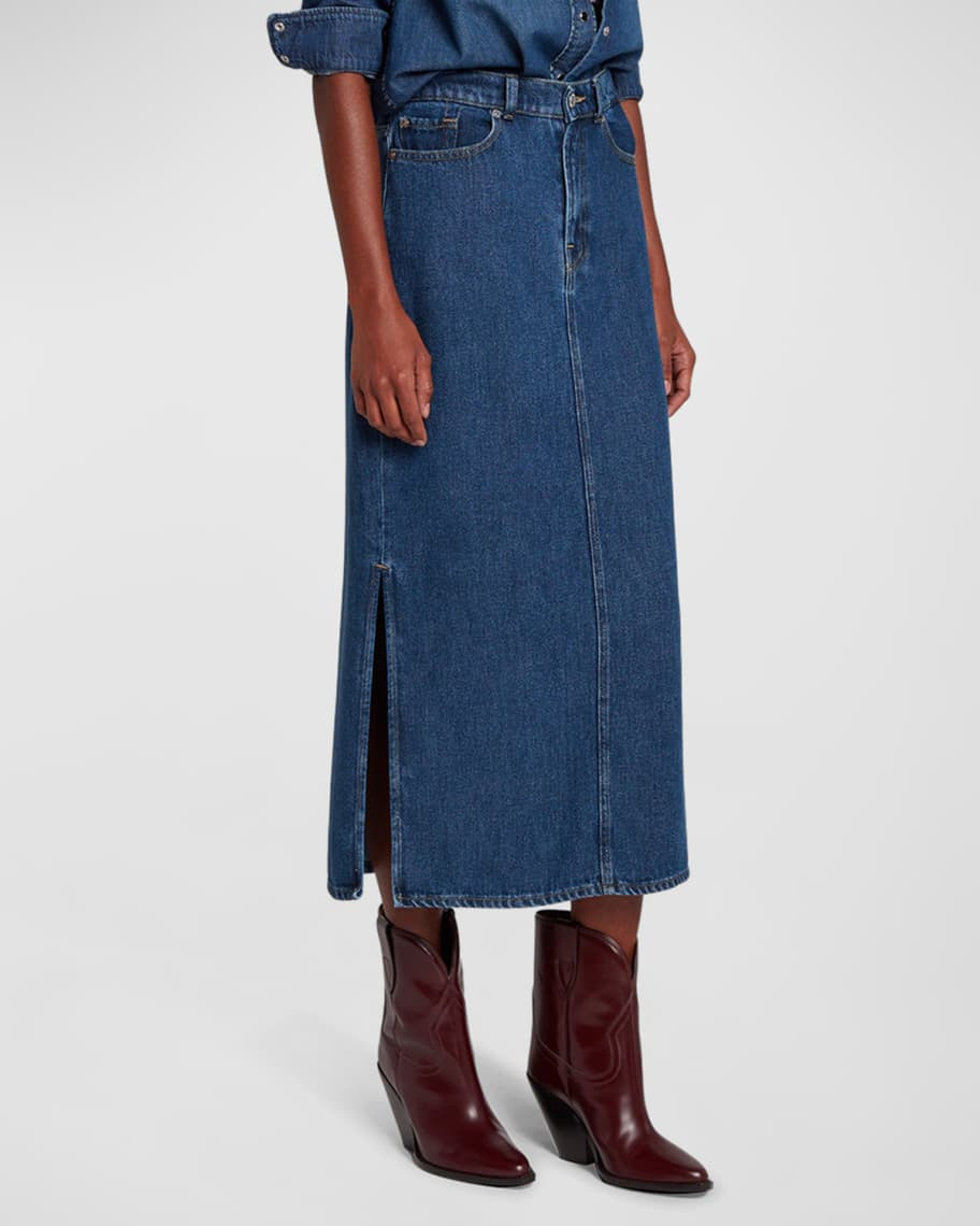 7 for all mankind Denim Side-Slit Maxi Skirt | Neiman Marcus
