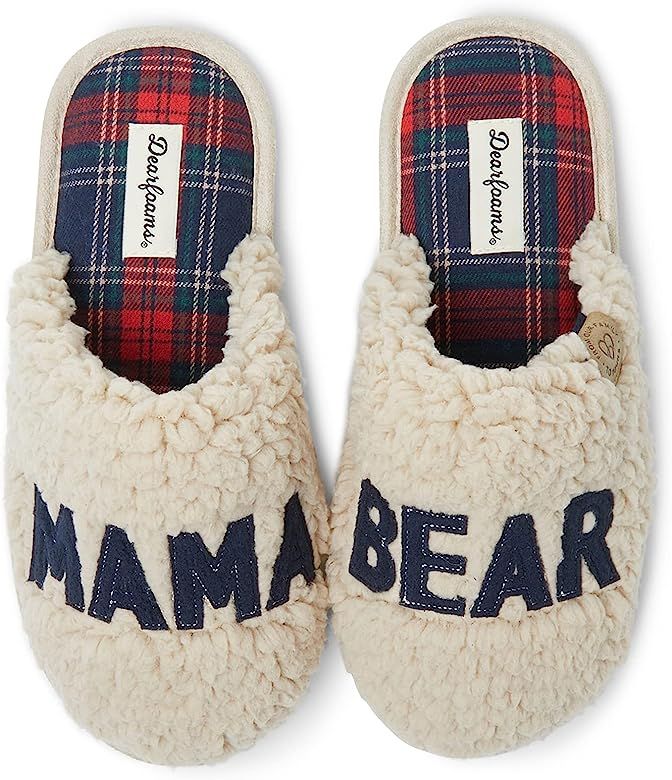 Dearfoams Women's Mama Bear Slipper, Cream, Medium | Amazon (US)