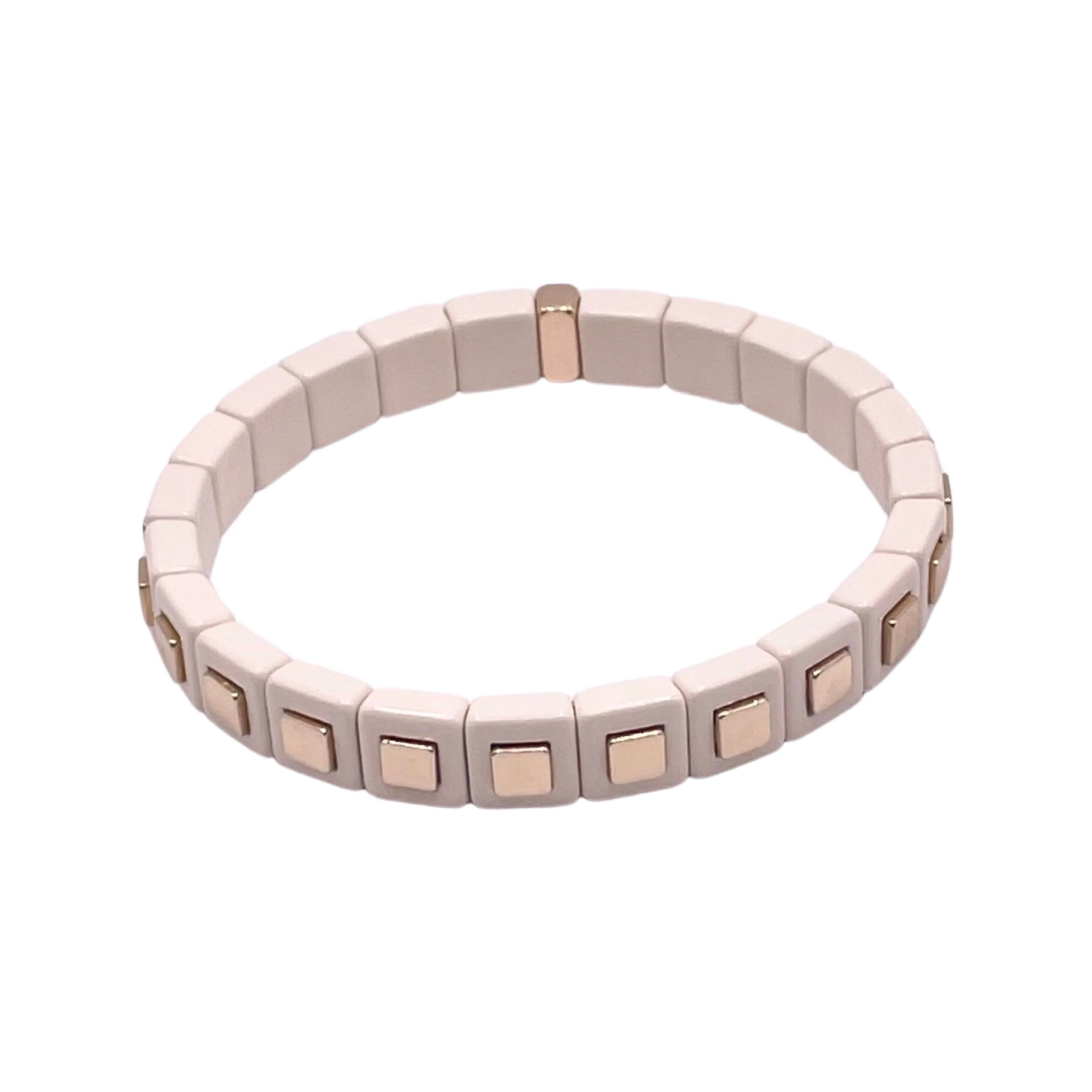 Ivory and Gold Square Single Bracelet | La Lumiere NY