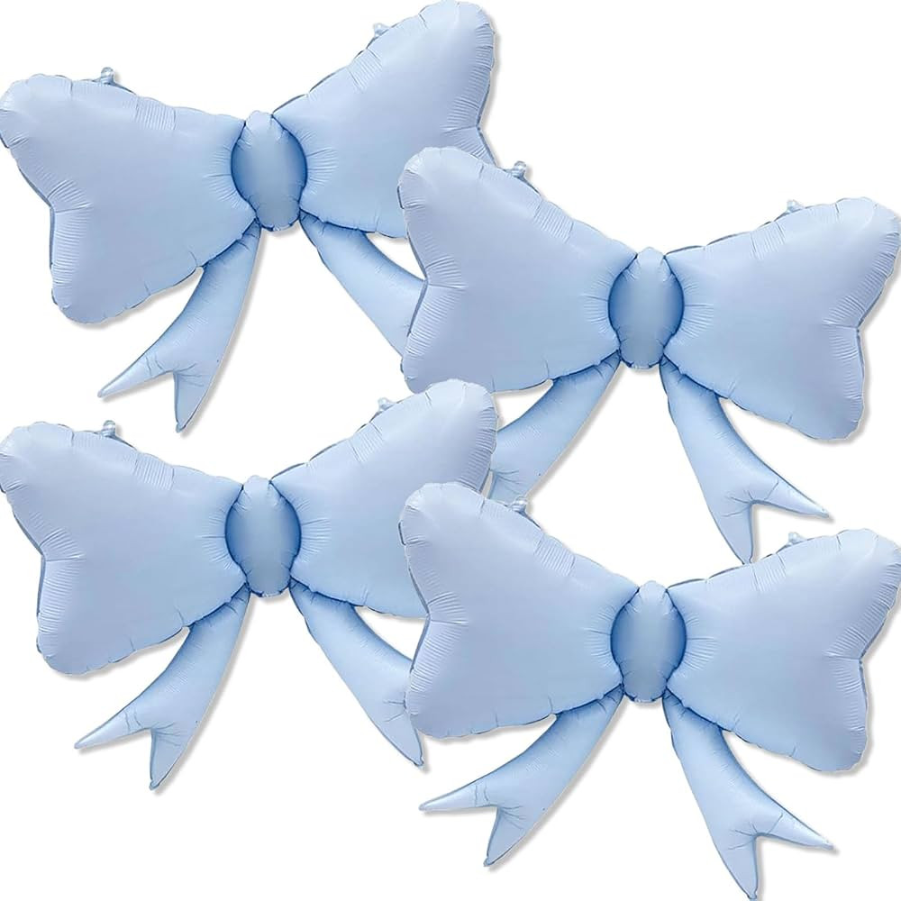 4 Pcs Large Bow Balloons, Blue Bow Balloon Coquette Balloons for Blue Bow Party Decorations Coque... | Amazon (US)
