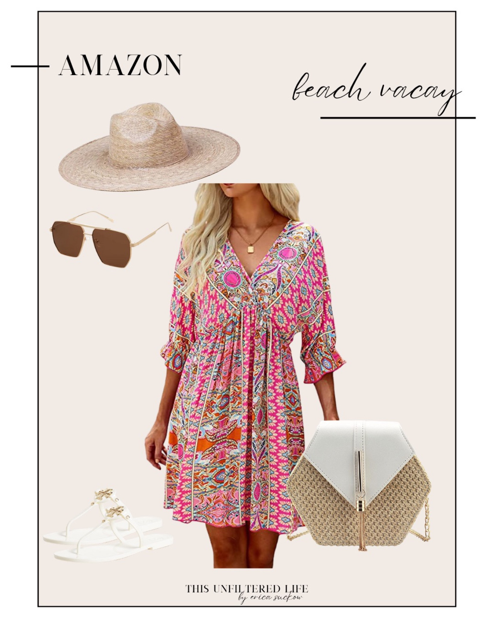 Amazon Beach Vacation Look - Beach Bag - Swimsuit Cover - Beach Dinner Look - Rattan Purse - Amazon Sunglasses #BeachVacation #VacationLook #AmazonLooks

#LTKstyletip #LTKSeasonal #LTKcurves