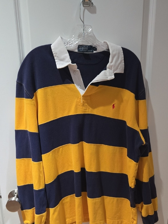 Polo by Ralph Lauren Navy & Yellow Striped Rugby Polo | Poshmark