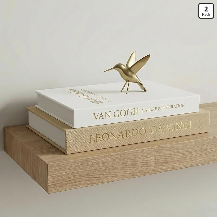 Aesthetic Decorative Books - Set of 2 Linen Boxes with Gold Lettering, Enhance Your Coffee Table,... | Amazon (US)