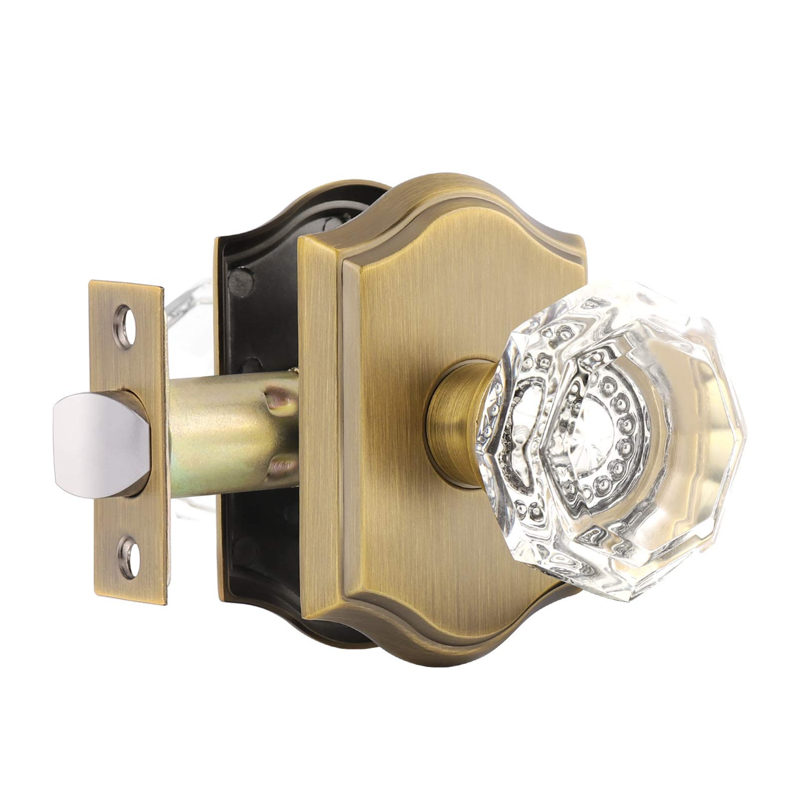 Gobrico Octagonal Diamond Crystal Doorknob in Antique Brass for Hall/Closet,Passage Function for ... | Amazon (US)