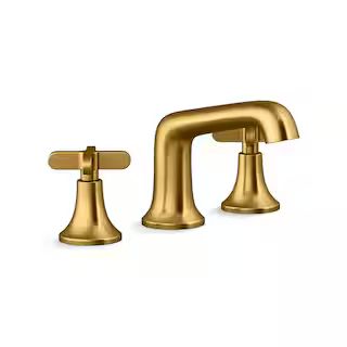Setra 8 in. Widespread Double Handle Bathroom Faucet in Vibrant Moderne Brushed Brass Gold | The Home Depot