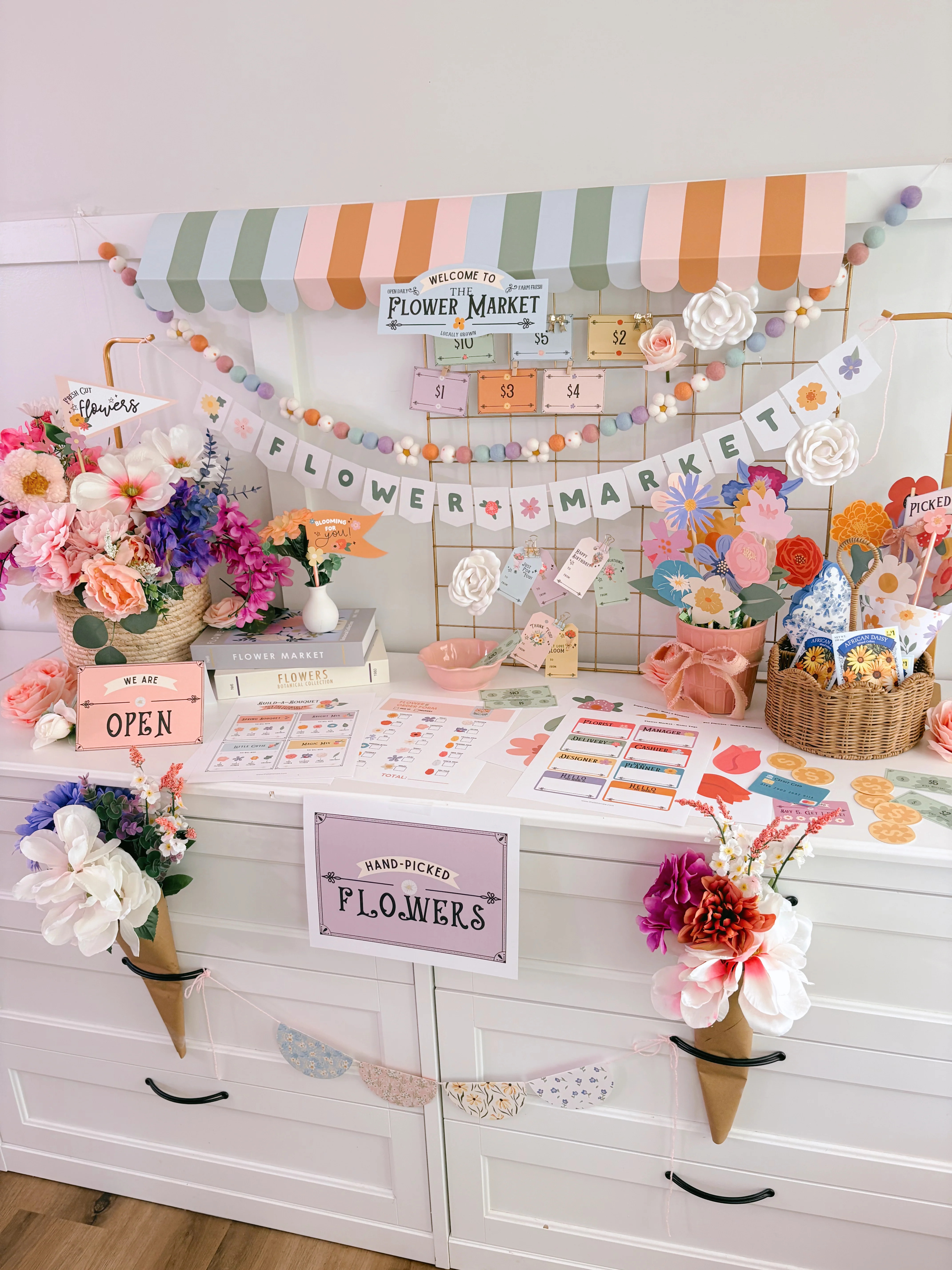 Flower Market Pretend Play Collection | Printable Play | The Letter Vee