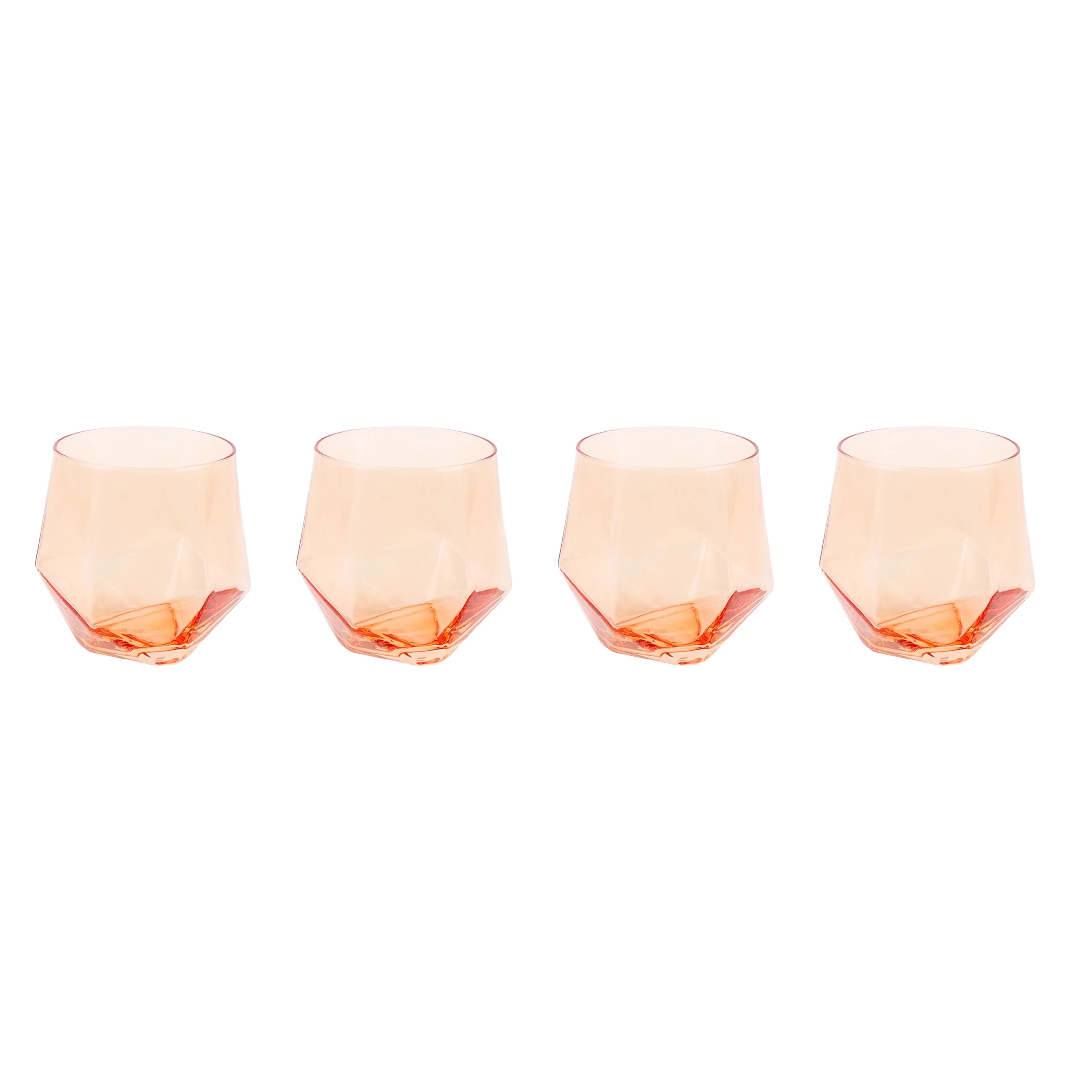 Just Feed Me by Jessie James Decker 4-Piece 15-Ounce Stemless Wine Glass Set, Peach Amber | Walmart (US)