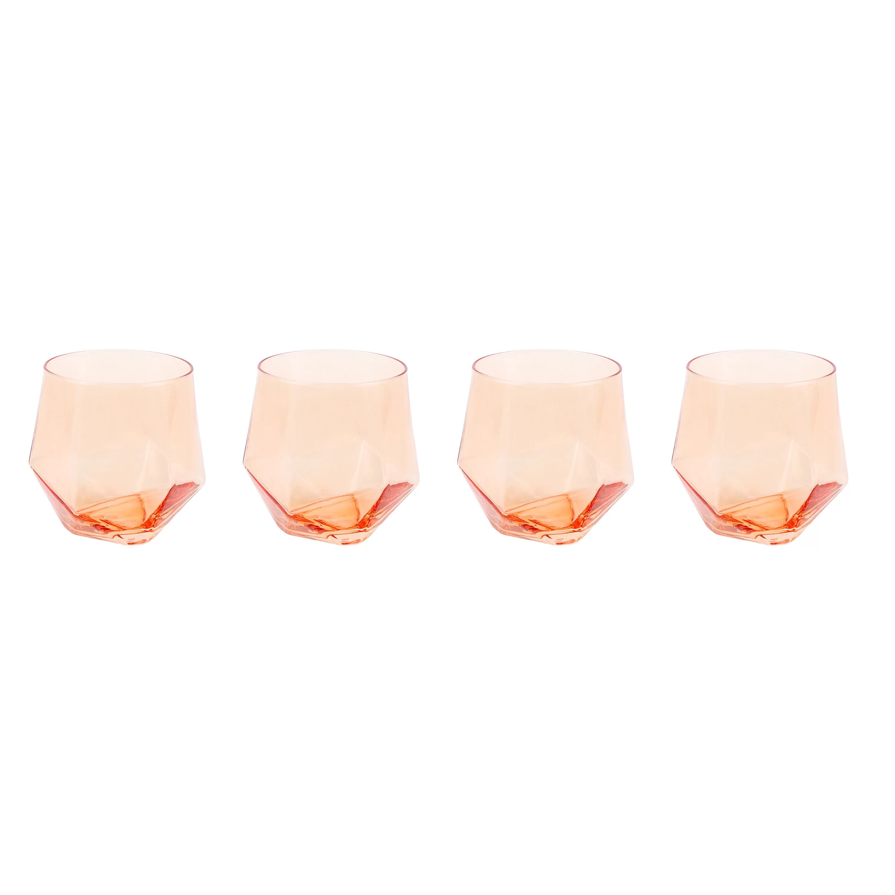 Just Feed Me by Jessie James Decker 4-Piece 15-Ounce Stemless Wine Glass Set, Peach Amber | Walmart (US)