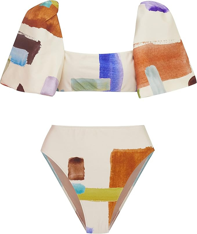 Amazon.com: Adriana Degreas, Illusion Puff-Sleeved Bikini, L, Unique | Amazon (US)