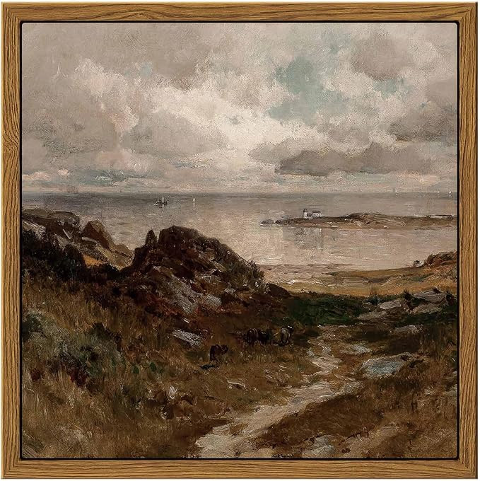InSimSea Square Framed Wall Art Decor, Seaside Path Landscape Paintings, Wilderness Coast Scenery... | Amazon (US)