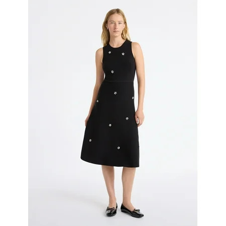 Free Assembly Women's and Women's Plus Beaded Sleeveless Midi Sweater Dress, Sizes, XS-4X | Walmart (US)