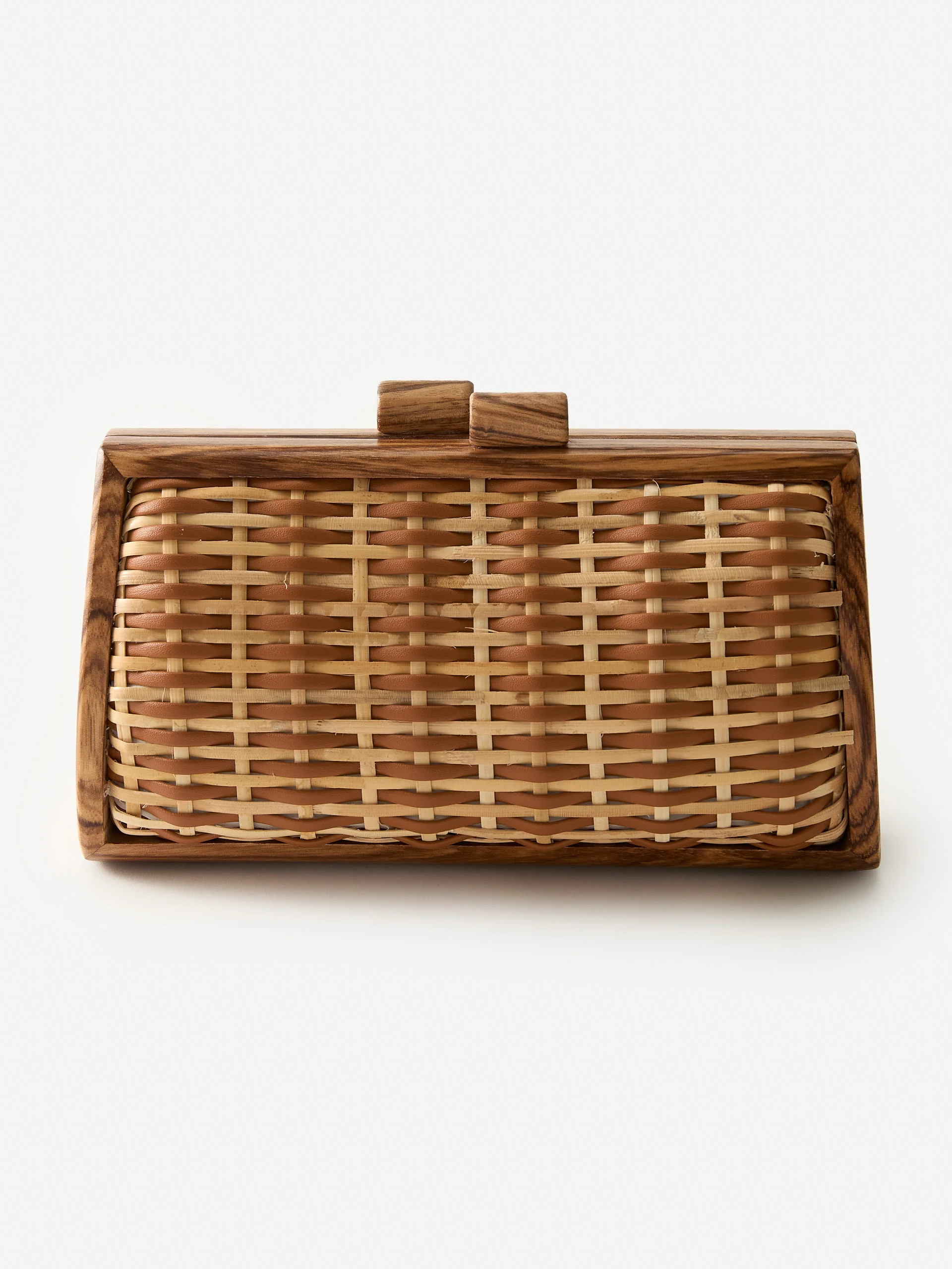 Genevieve Leather & Raffia Clutch | J.McLaughlin