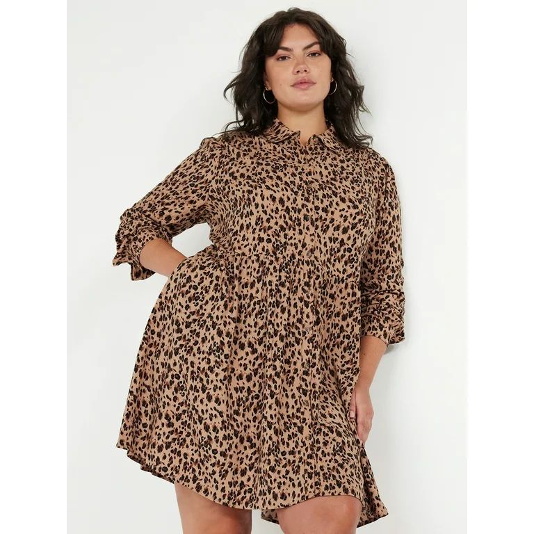 Time and Tru Women's Long Sleeve Shirtdress | Walmart (US)