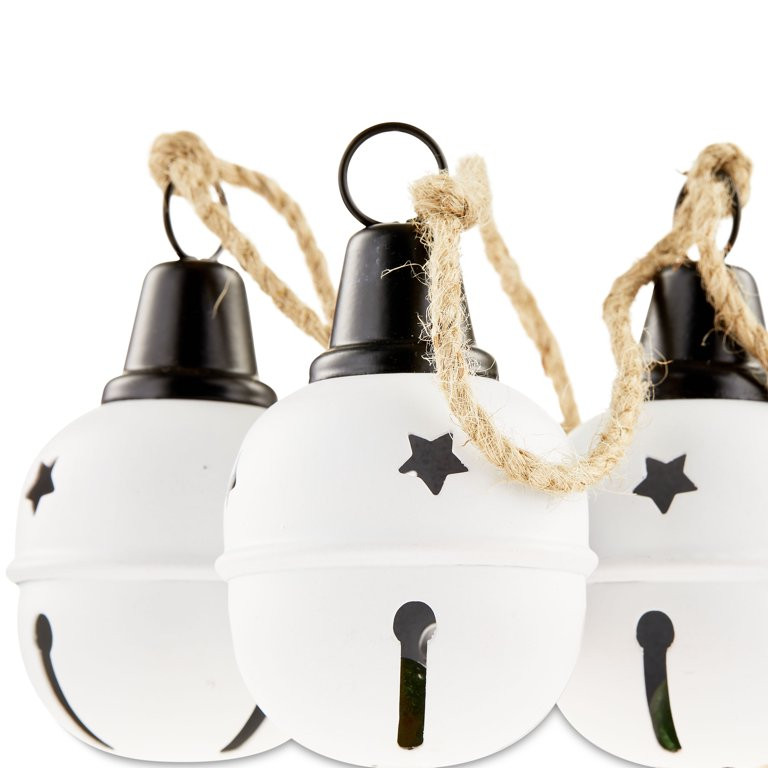 10 Count Metal Jingle Bells Garland Decoration in White Finish with Black Cap, 72 in, by Holiday ... | Walmart (US)