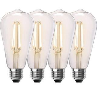 60-Watt Equivalent ST19 Dimmable Straight Filament Clear Glass E26 Vintage Edison LED Light Bulb,... | The Home Depot