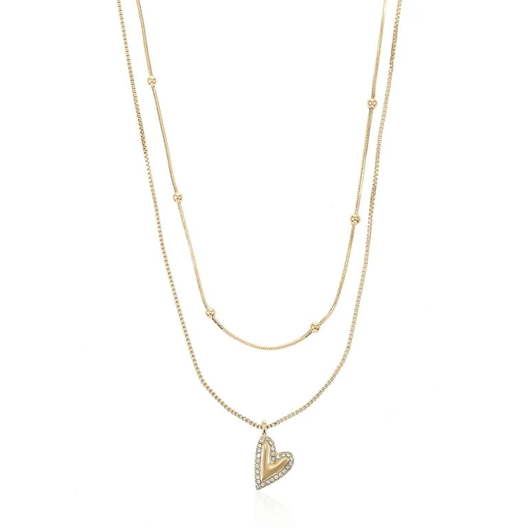 Time and Tru Goldtone Heart Motif Necklace Set, 2 Pieces - Walmart.com | Walmart (US)