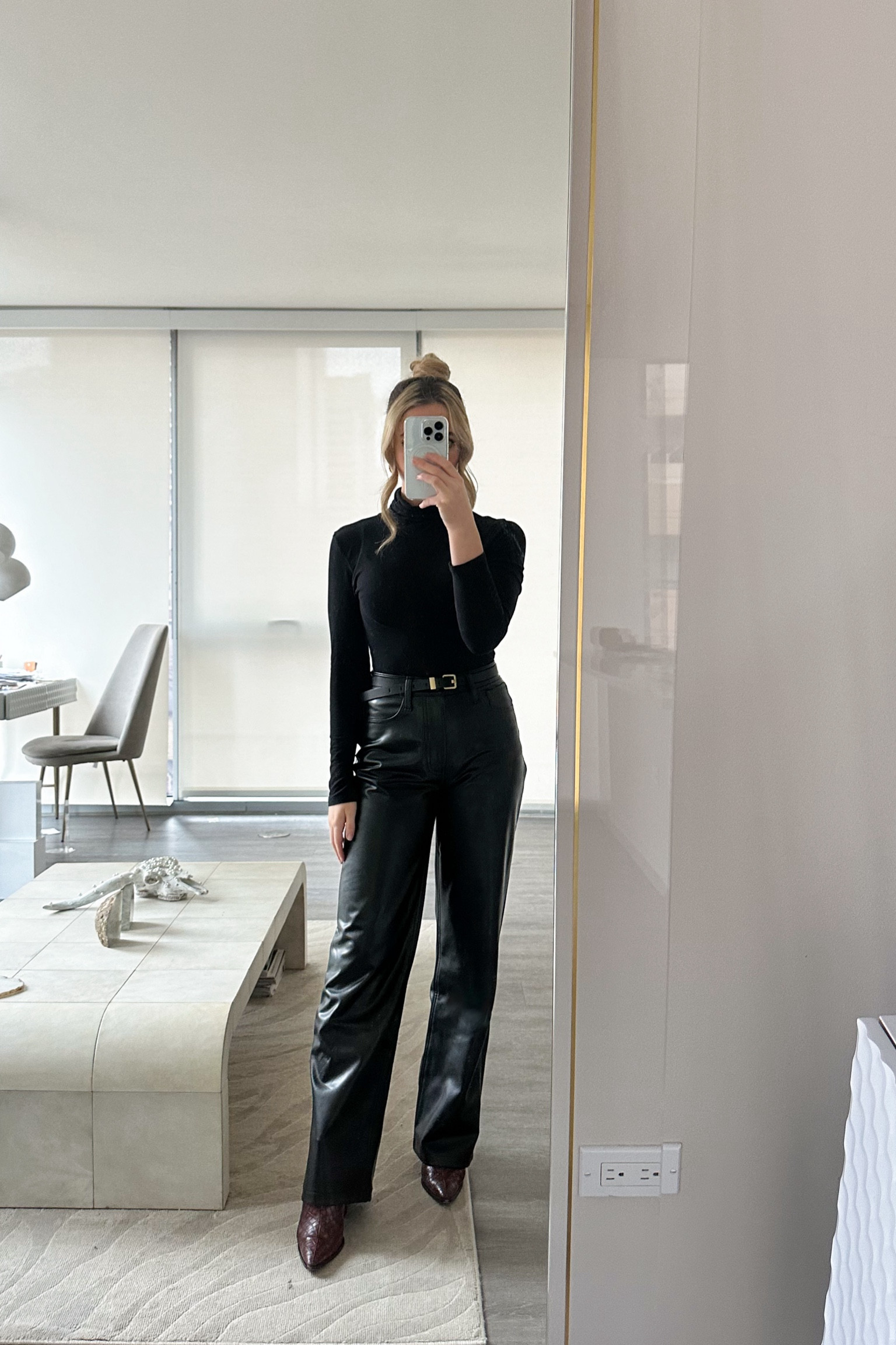 5’1” for reference- wearing size 24 regular in these pants ( I went with the regular instead of the short version since the short  seemed too short with a low boot) if you are only wearing flats go with short version but if you want to wear any heels or boots with these go with regular version on this cut 


Chicago. Sephora, Winter outfit cold, turtleneck, leather pants outfit, classic winter outfit, gold hoop earrings, work outfit, mob wife aesthetic, leather trouser, hair inspo

#LTKsalealert #LTKworkwear #LTKparties

#LTKSeasonal #LTKParties #LTKBeauty