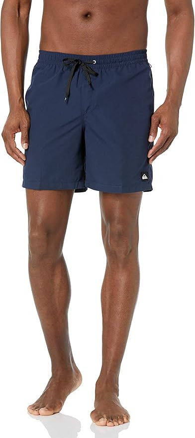 Quiksilver Men's Solid Elastic Waist Volley Boardshort Swim Trunk Bathing Suit | Amazon (US)