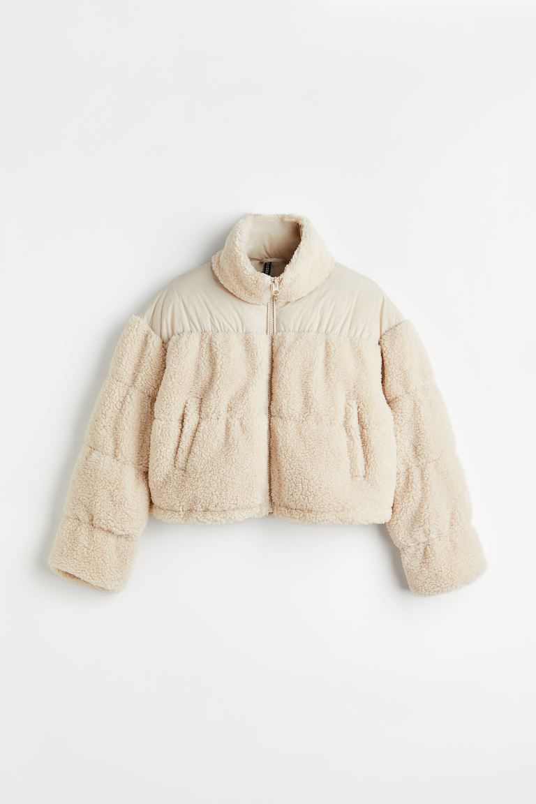 H&M+ Teddy Padded Jacket - Light beige - Ladies | H&M US | H&M (US + CA)