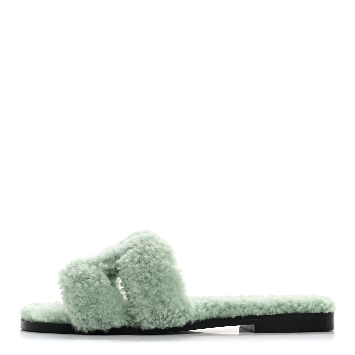 Hermes Woolskin Oran Sandals 35 Vert D’eau 1653479 | FASHIONPHILE (US)