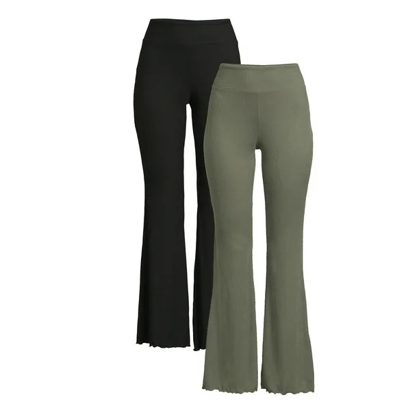 No Boundaries Juniors Flared Lettuce Edge Pants, 2-Pack | Walmart (US)