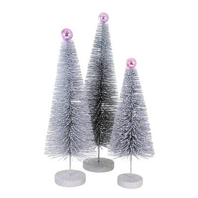 Cody Foster 18.0 Inch Silver Glitter Trees 3 Pc Set Christmas Decorative Tree Set , Christmas Decor Christmas Village Decorate (3PC) | Target