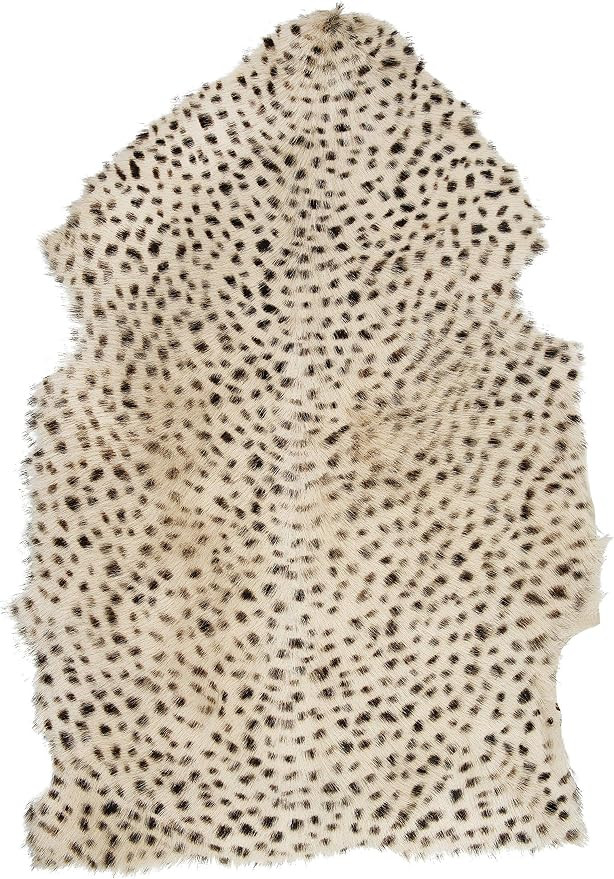 Creative Co-Op Goat Fur Rug, Leopard Print | Amazon (US)