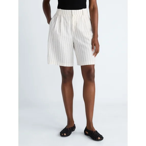 Scoop Women’s Pleated Bermuda Shorts, 9'' Inseam, Sizes 0-26W | Walmart (US)