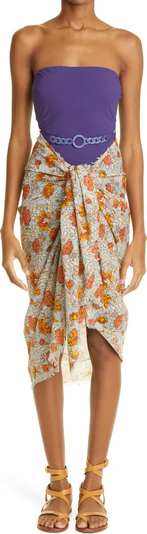 Zimmermann Floral Print Fringe Cotton Cover-Up Pareo | Nordstrom | Nordstrom