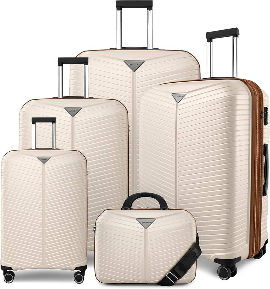 LEAVES KING Luggage Sets 5 Piece, Expandable(Only 24"&28") PP Suitcase with Spinner Wheels, Durab... | Amazon (US)