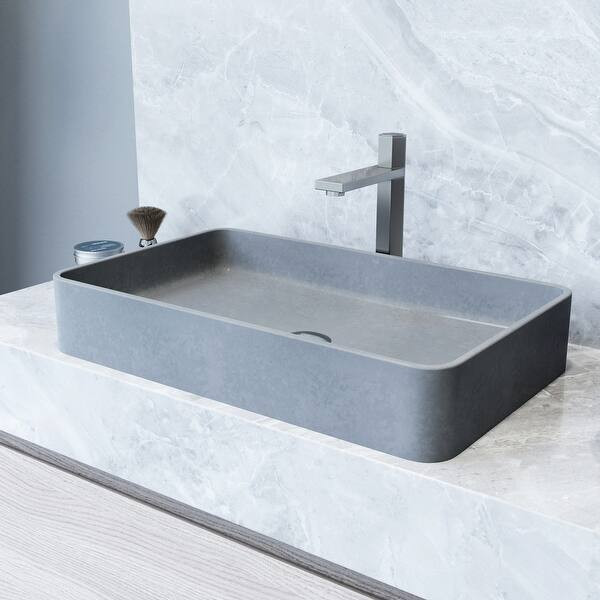 VIGO Concreto Stone Rectangular Bathroom Vessel Sink | Bed Bath & Beyond