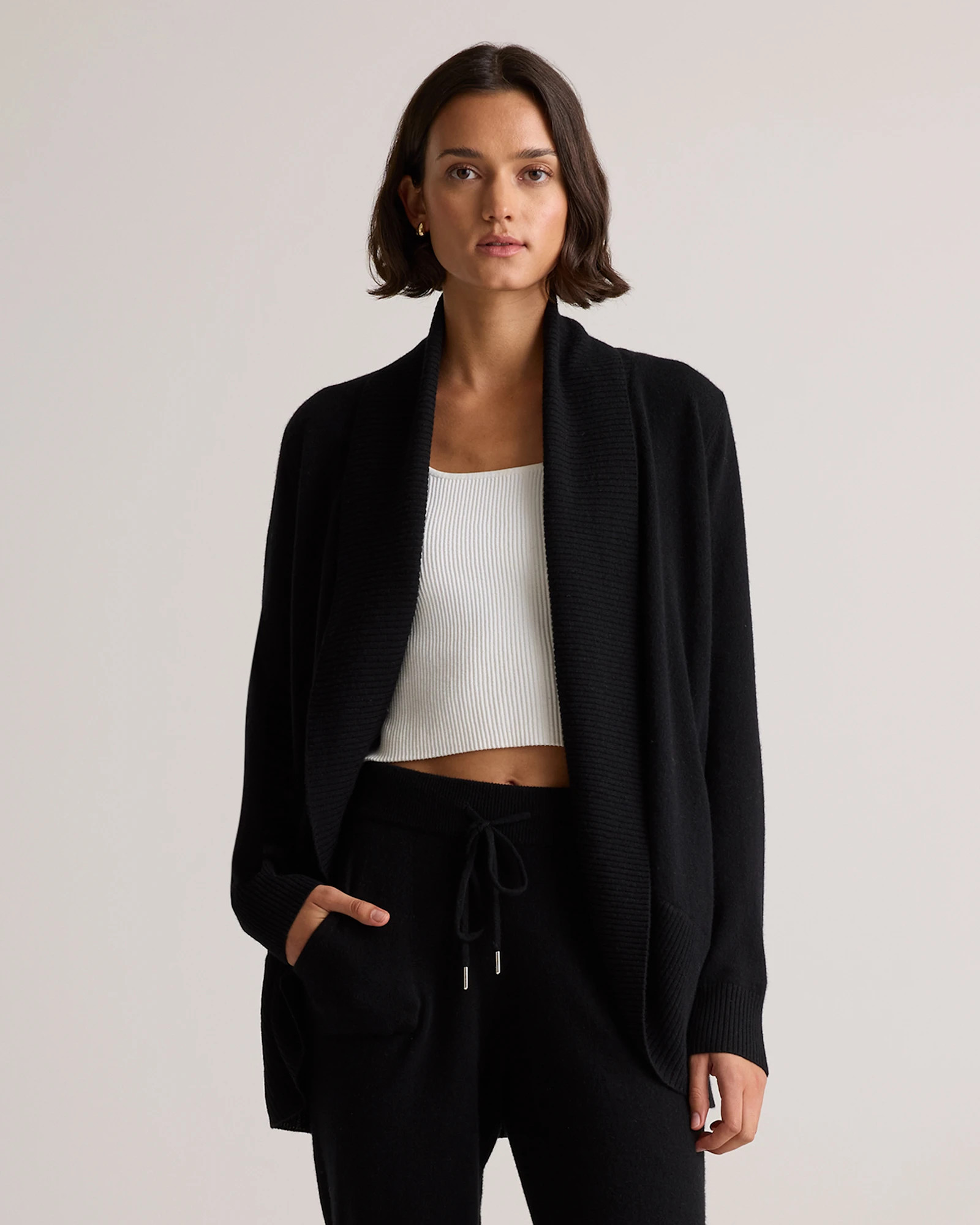 Quince | Women's Mongolian Cashmere Open Cardigan Sweater in Heather Grey, Size XS | Quince