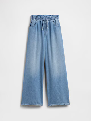 Kids High Rise Pull-On Paperbag Baggy Jeans | Gap Factory