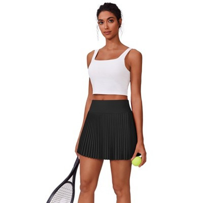 Pinspark Pleated Tennis Skirt for Women High Waisted Athletic Skirts with Shorts Pockets Golf Workout Pickleball Skort Skirts Black S | Target
