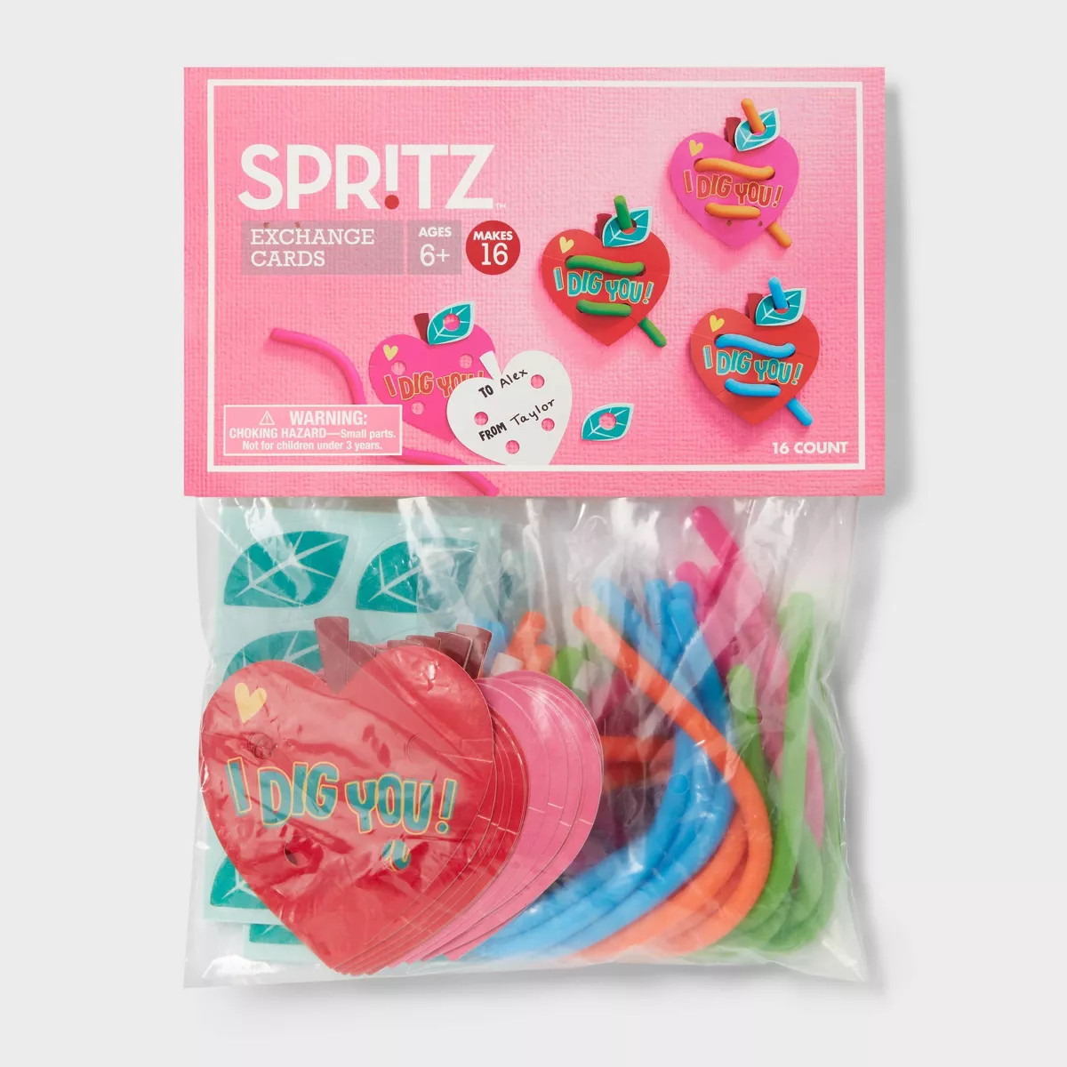 16ct Squishy Worm Valentine's Day Craft Exchange Classroom Cards - Spritz™ | Target
