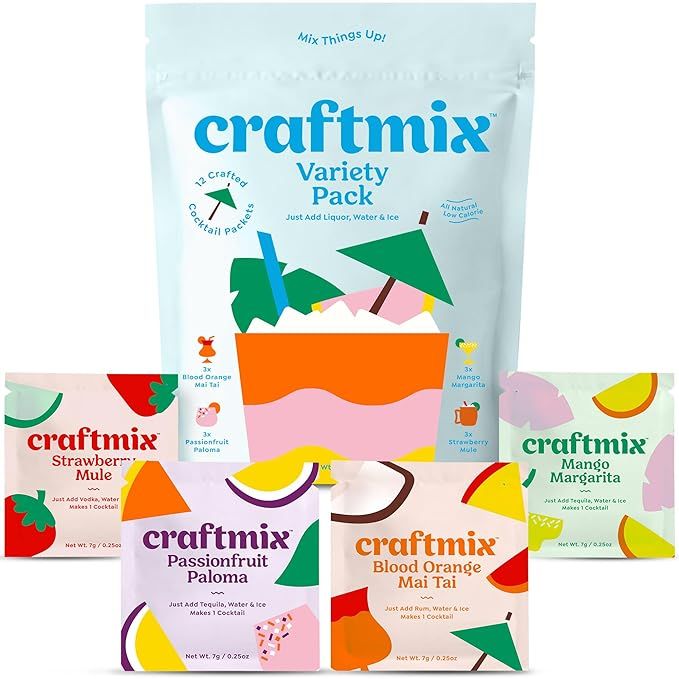 Craftmix Variety Pack, Makes 12 Drinks, Skinny Cocktail Mixers, Mocktails Non-Alcoholic Drinks - ... | Amazon (US)