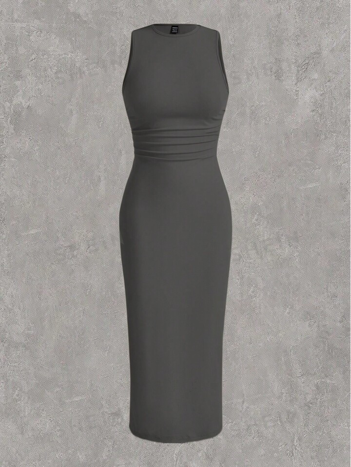 SHEIN EZwear Women's Knitted Solid Color Bodycon Dress | SHEIN