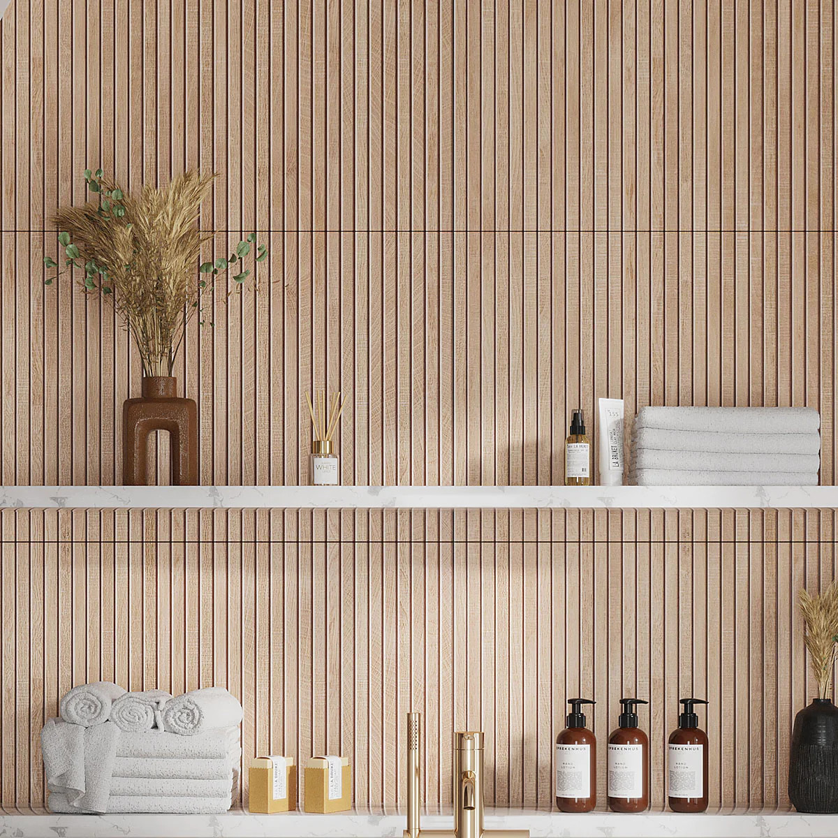 Japandi Maple Slat Wall Tile | Tile Club