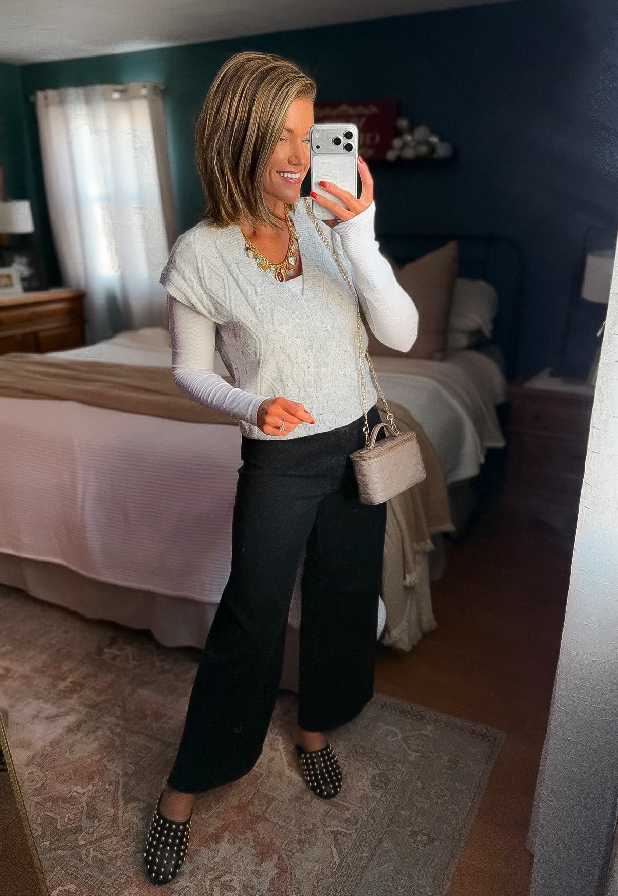 Target fashion head to toe. 
Sweater/ small 
Jeans/ 8R
Mules/ size down if between 

#LTKShoeCrush #LTKWorkwear #LTKStyleTip