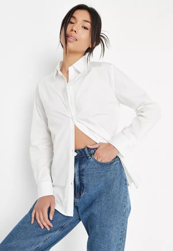 Missguided - White Basic Poplin Shirt | Missguided (US & CA)