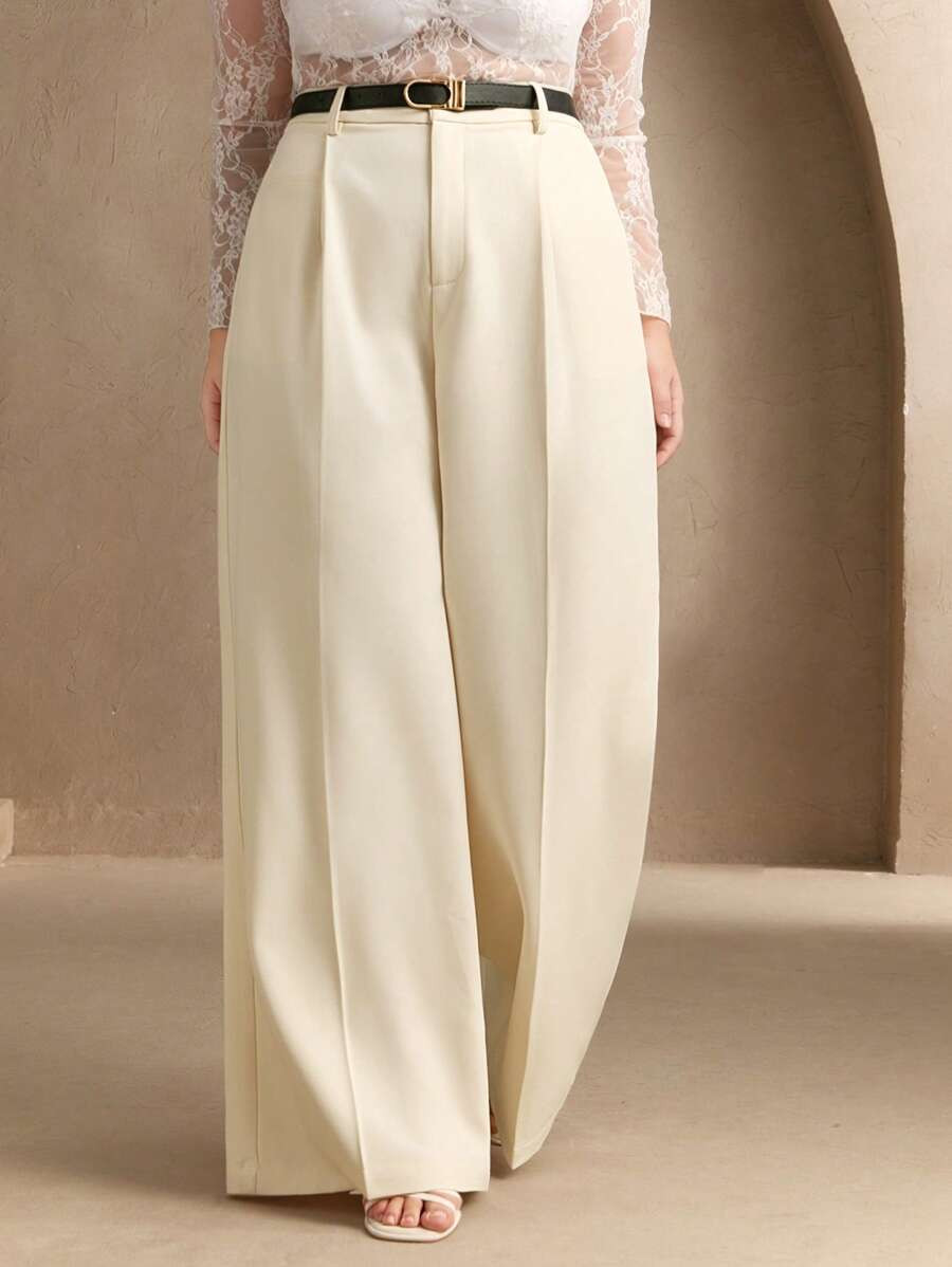 Anewsta Modest Fashion Business Casual Straight-Leg Plus Size Women's Suit Pants, New Year's Wome... | SHEIN